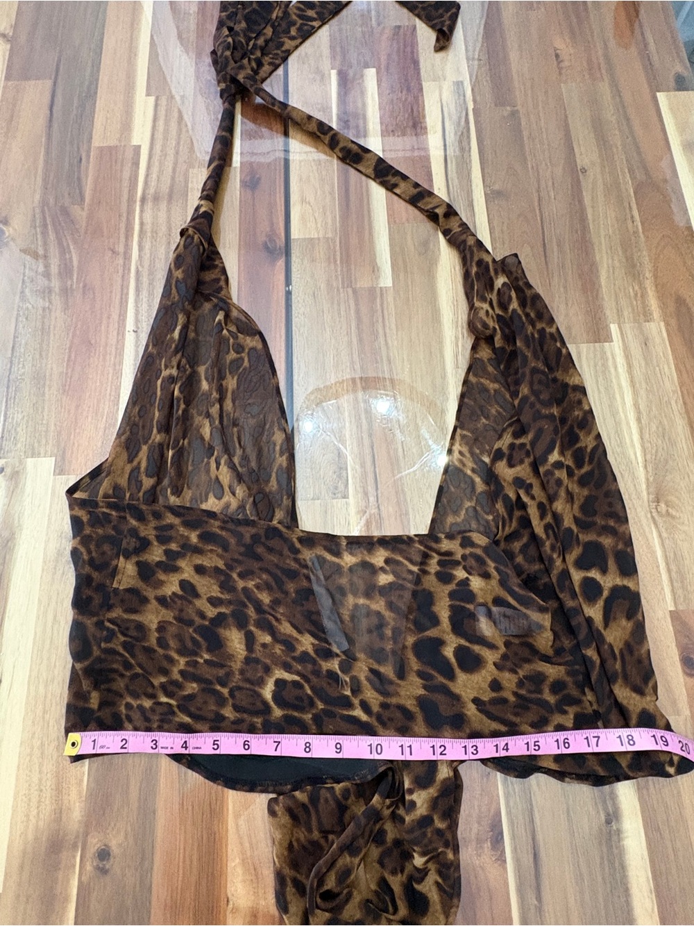 NWT Naked Wardrobe Sz XL Leopard Print Sheer Chiffon Halter Top - Picture 13 of 14